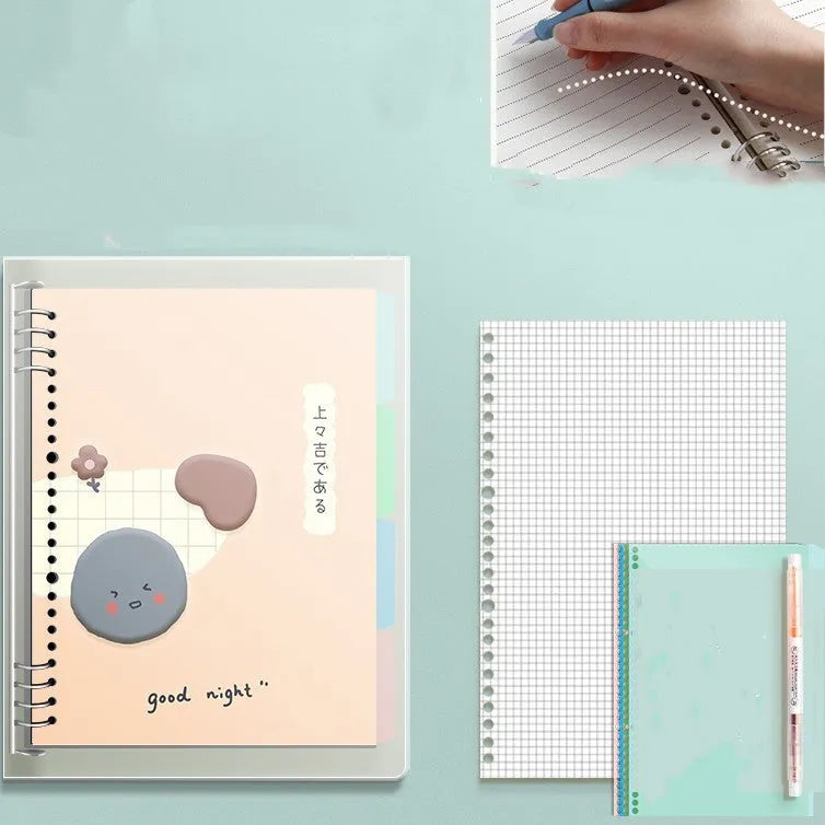 B5 hard cover loose-leaf notebook with detachable pages in 255x180mm size showing Daolin paper and colour pages