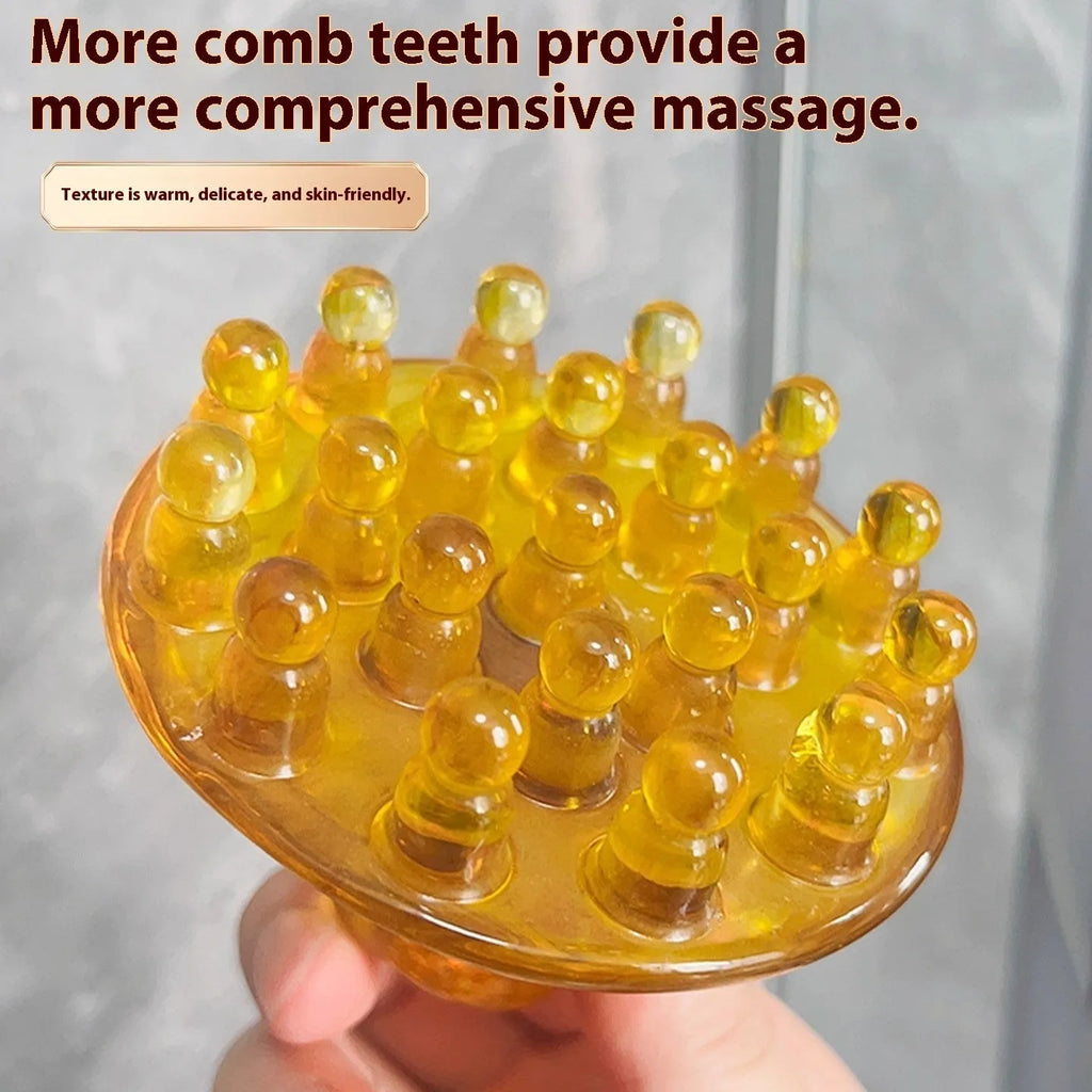 Brown plastic disc massage comb with 21 teeth for head meridian health massage