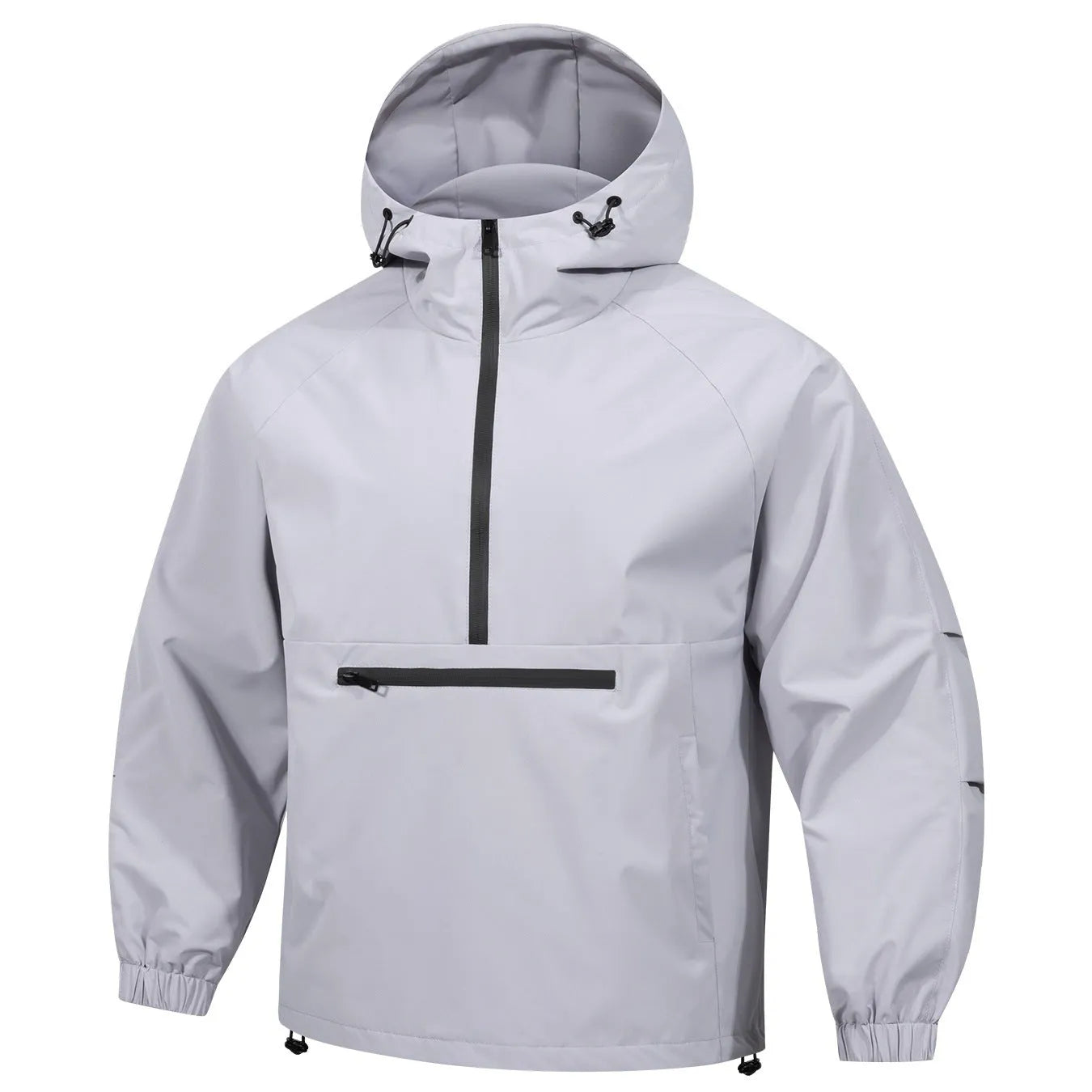 Men's Korean-style loose half-zip hooded corduroy sweater jacket in solid colour