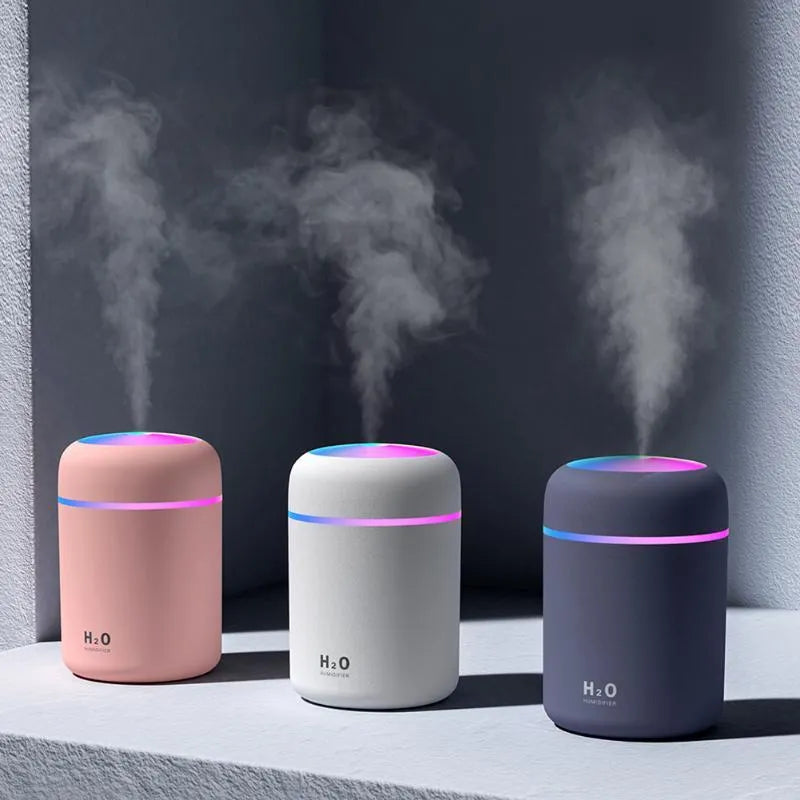 Car USB colourful cup air humidifier with 300ml tank and atmosphere lights in pink