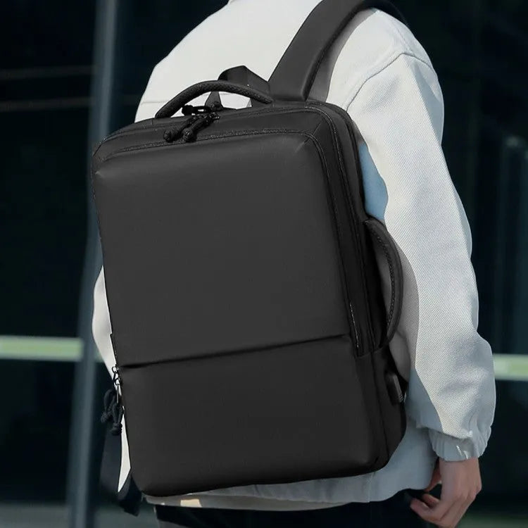 Large capacity waterproof Oxford cloth backpack in black with air pillow belt, size 45x34x18cm