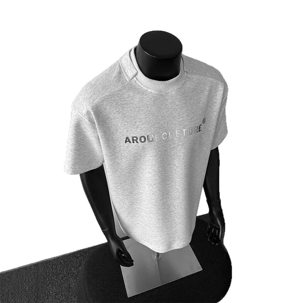 Men's loose fit pure cotton short sleeve t-shirt in black, white, and light grey colours