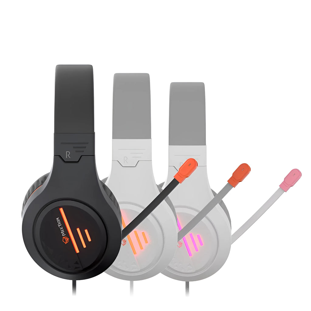 Lightweight wired stereo gaming headset with 50mm driver adjustable headband in black orange colour
