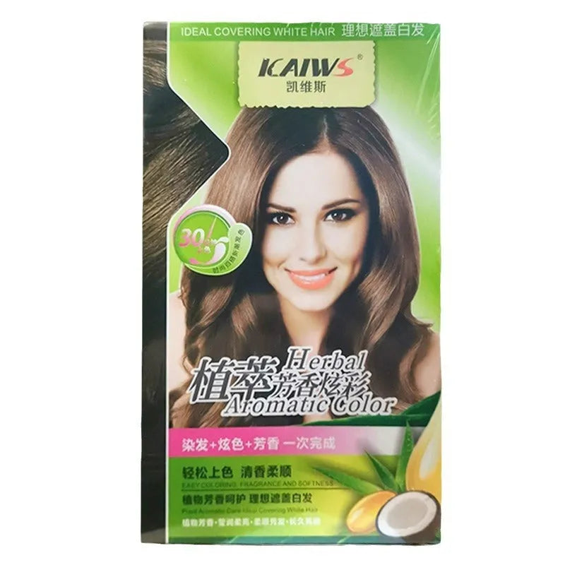 Tube of plant aromatic mild hair colour cream in chestnut brown shade, 120ml