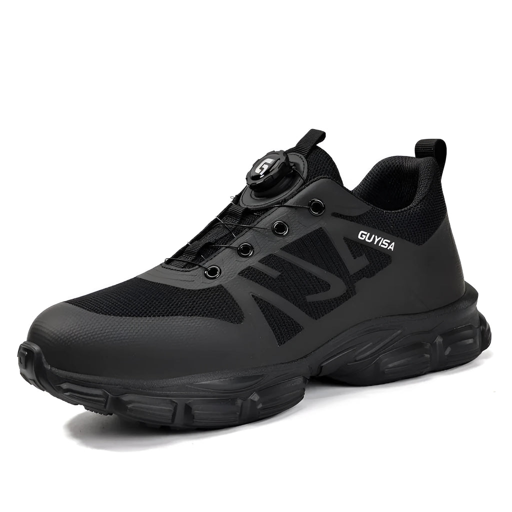 Lightweight flyknit safety shoes with anti-smash steel toe and anti-puncture Kevlar midsole