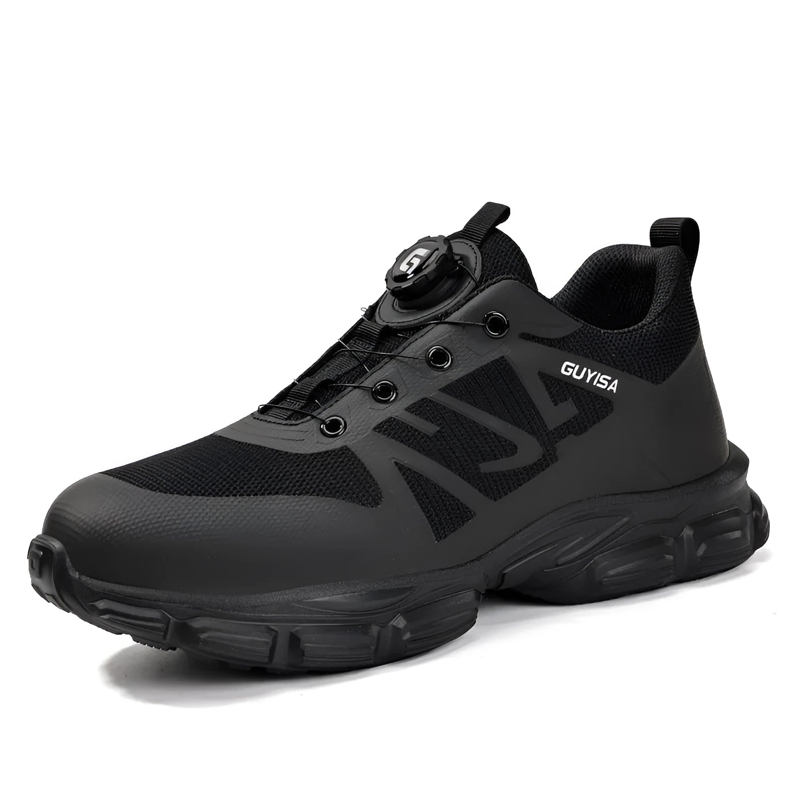 Lightweight flyknit safety shoes with anti-smash steel toe and anti-puncture Kevlar midsole