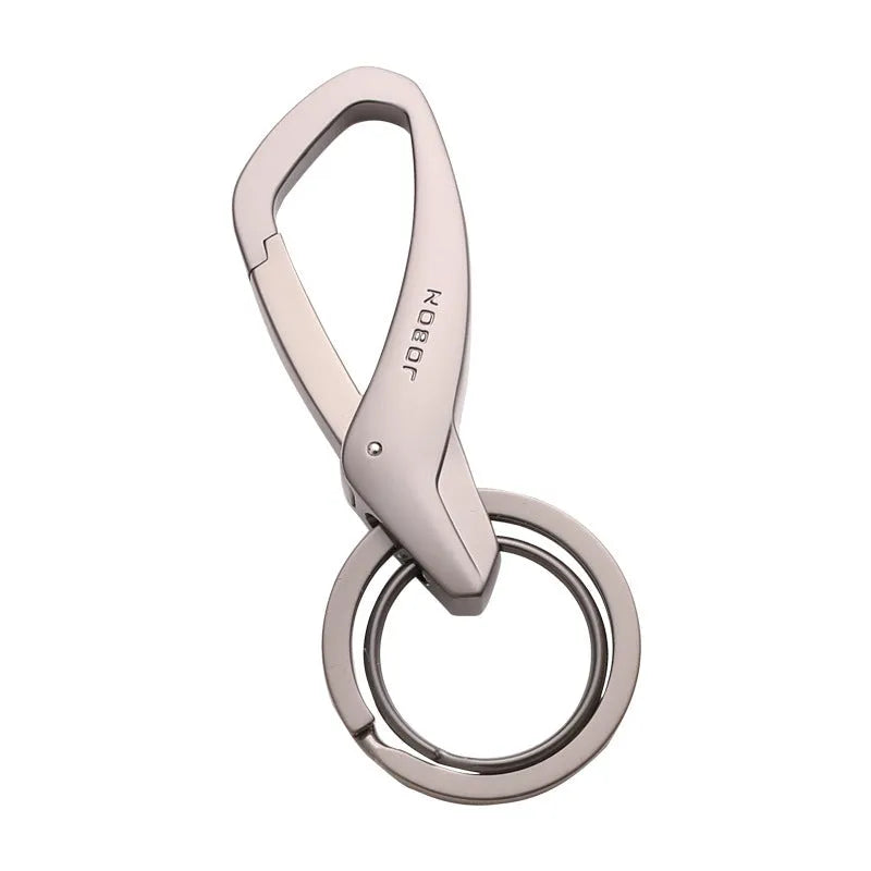 Zinc alloy car key waist hanging double ring keychain in black, chrome, or nickel colour
