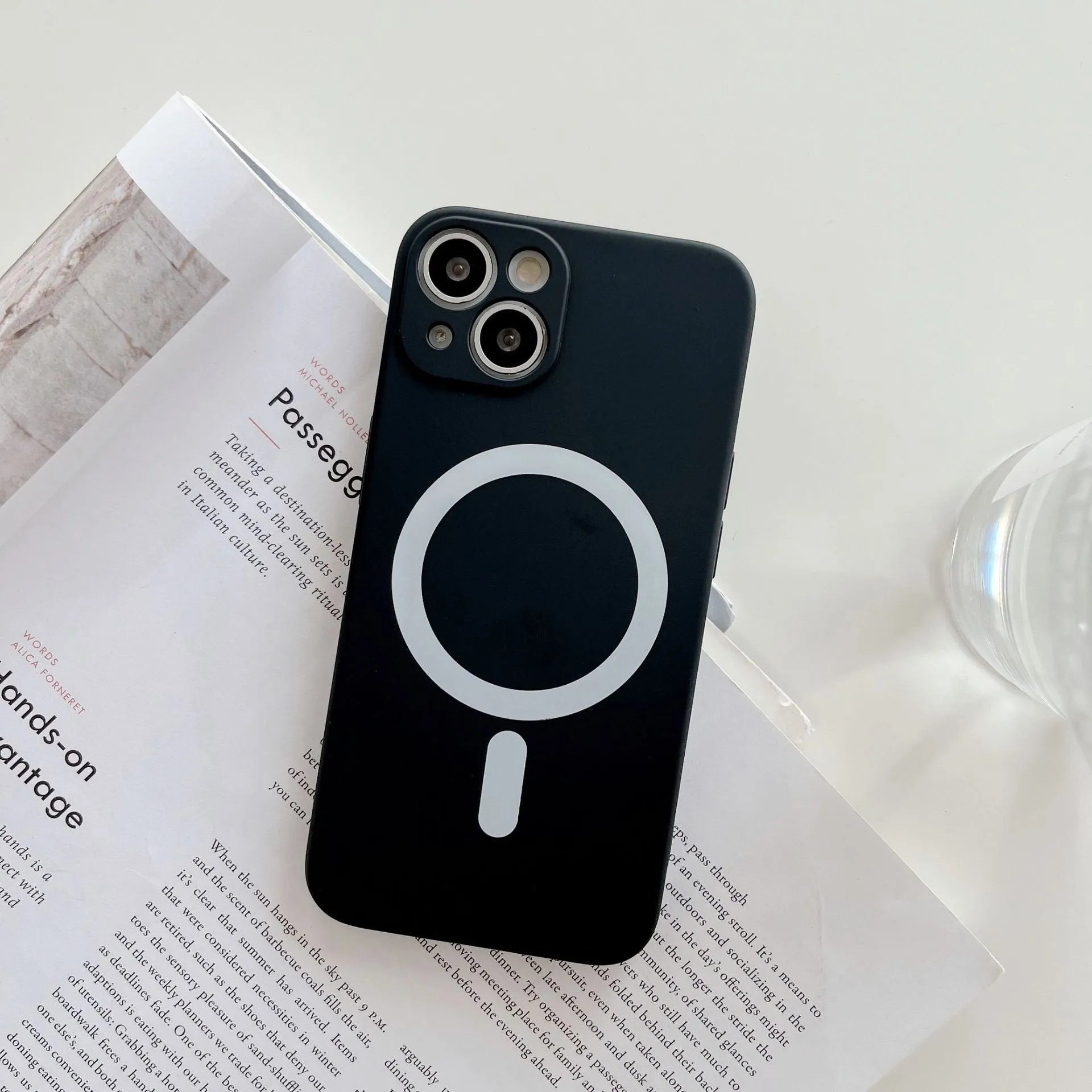 Magnetic TPU phone case for iPhone showing back cover with wireless charging ring in multiple colours