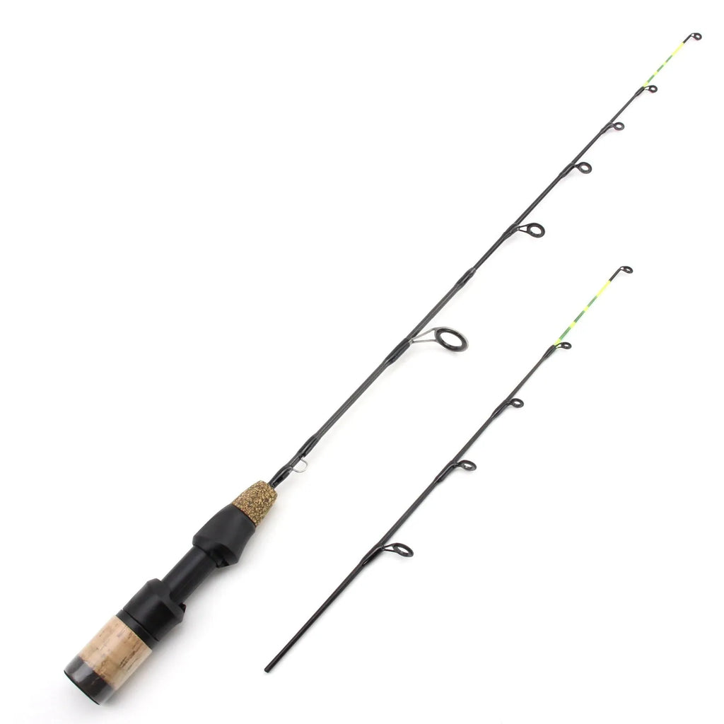 Double tip ice fishing rod 60cm 2 sections hard fishing spinning wheel tackle set single pole colour