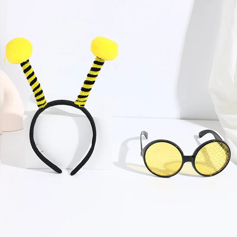 Yellow and black bees costume headband and glasses set for children's fancy dress