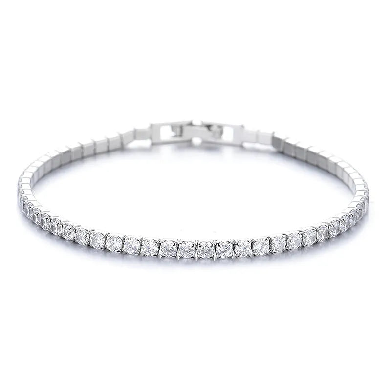 925 sterling silver full diamond bracelet with pave elements on white background