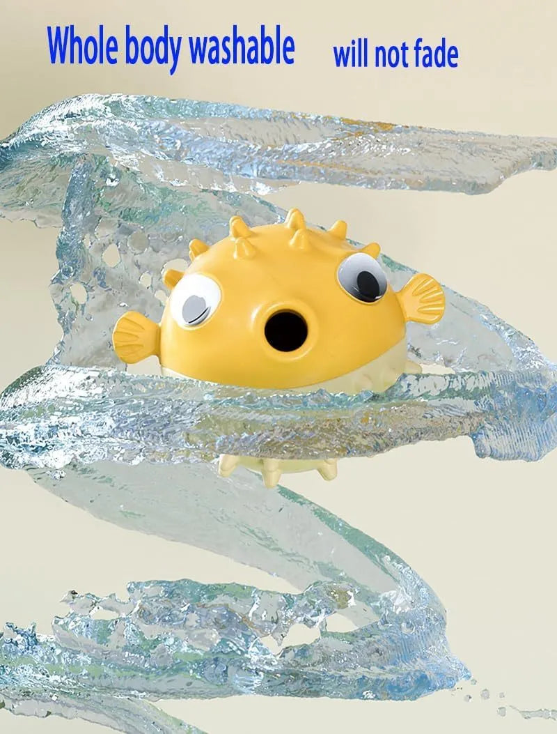 Interactive dog chew toy with fish shape design, available in green, red and yellow colours