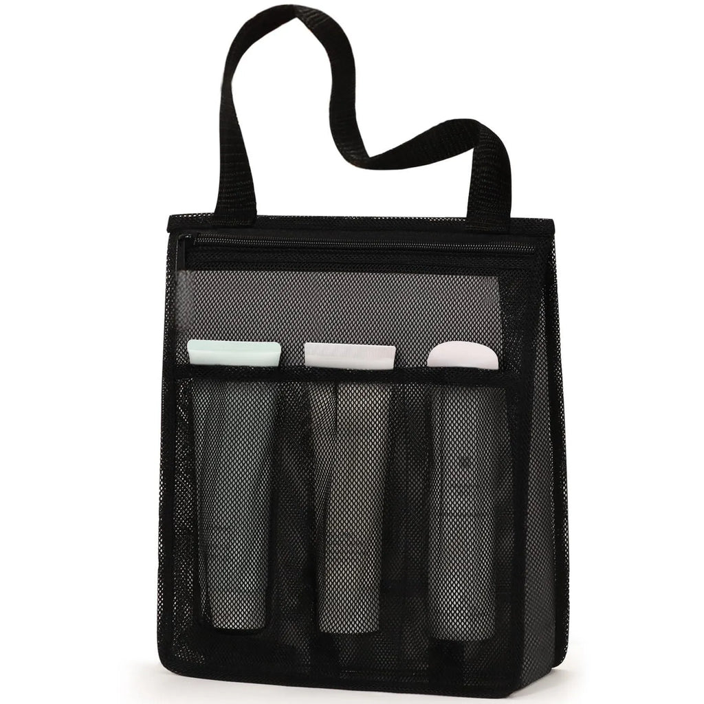 Large capacity polyester swimming gym bag with dry wet separation and mesh pocket in black and pink