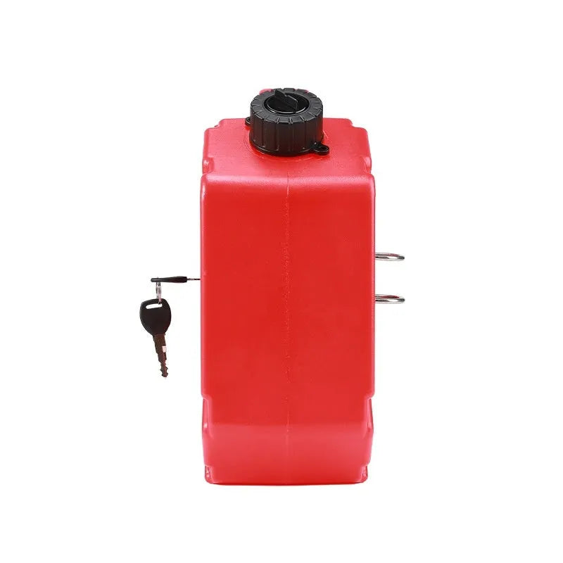 Black 5-litre spare fuel tank with lock for car and motorcycle emergency storage