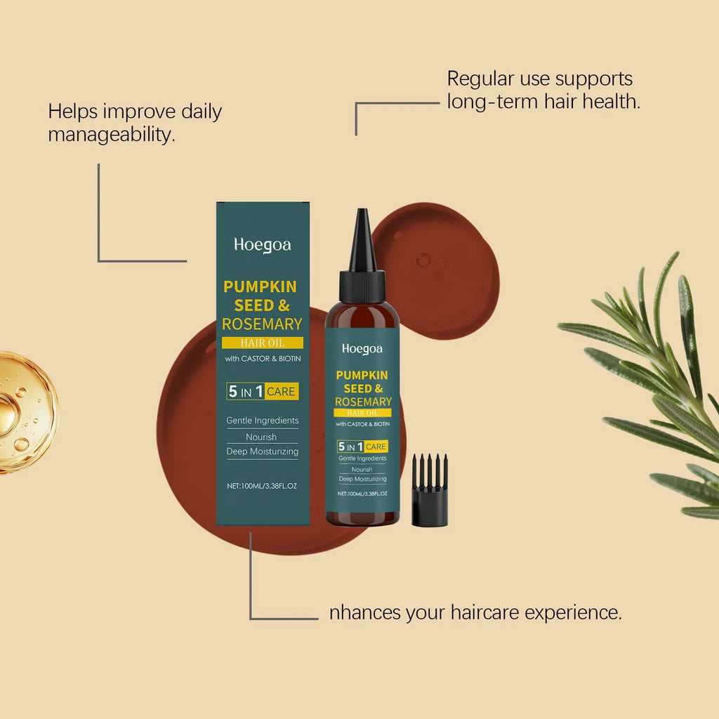Rosemary hair essential oil 100ml bottle with pointed applicator and hair comb