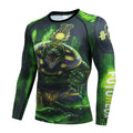 Man wearing a slim-fit, long-sleeve printed sports suit for running and outdoor activities.