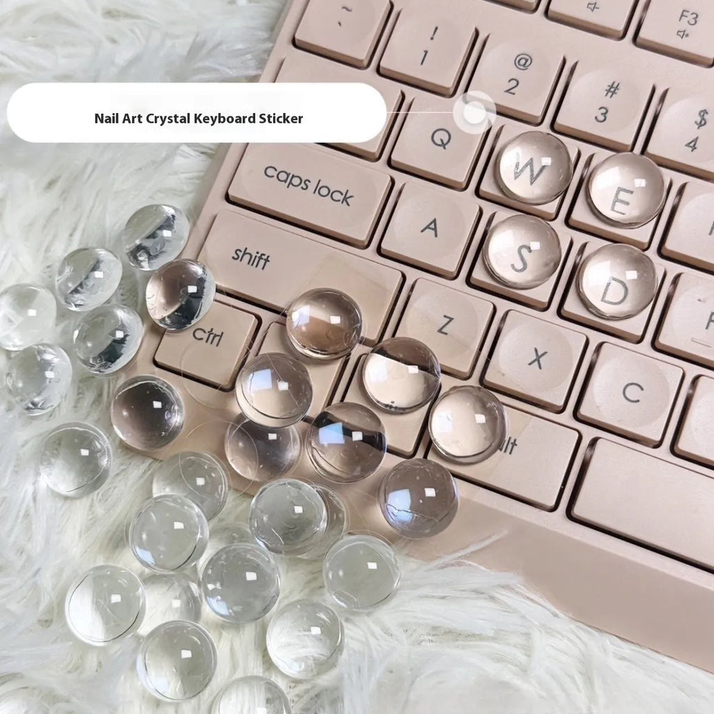 Clear crystal glass ball dome PVC keyboard stickers in two sizes for universal fit