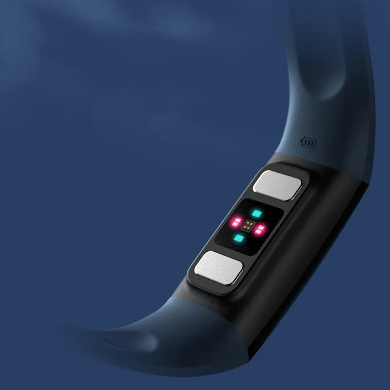 Black smart bracelet with 1.1-inch screen for blood pressure, ECG, heart rate and blood oxygen monitoring