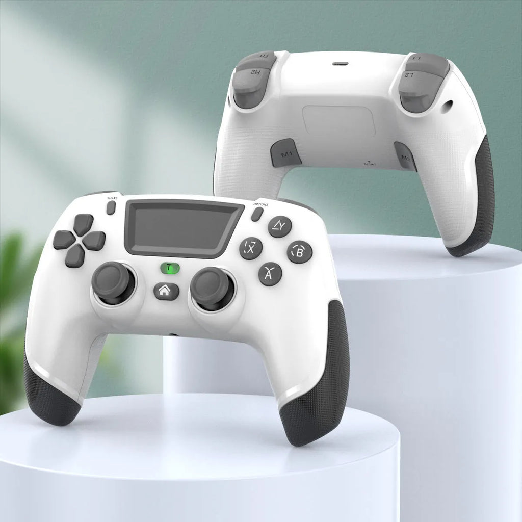 PS4 wireless Bluetooth gamepad in fruit green colour on a desk, with vibration and force feedback functions