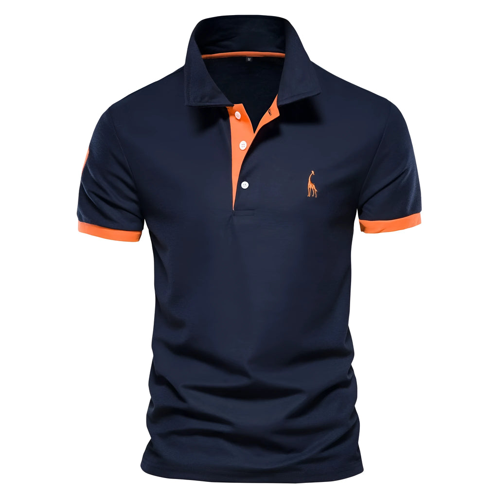 Men's slim fit T-shirt with an embroidered deer design on the chest in a cotton blend fabric.