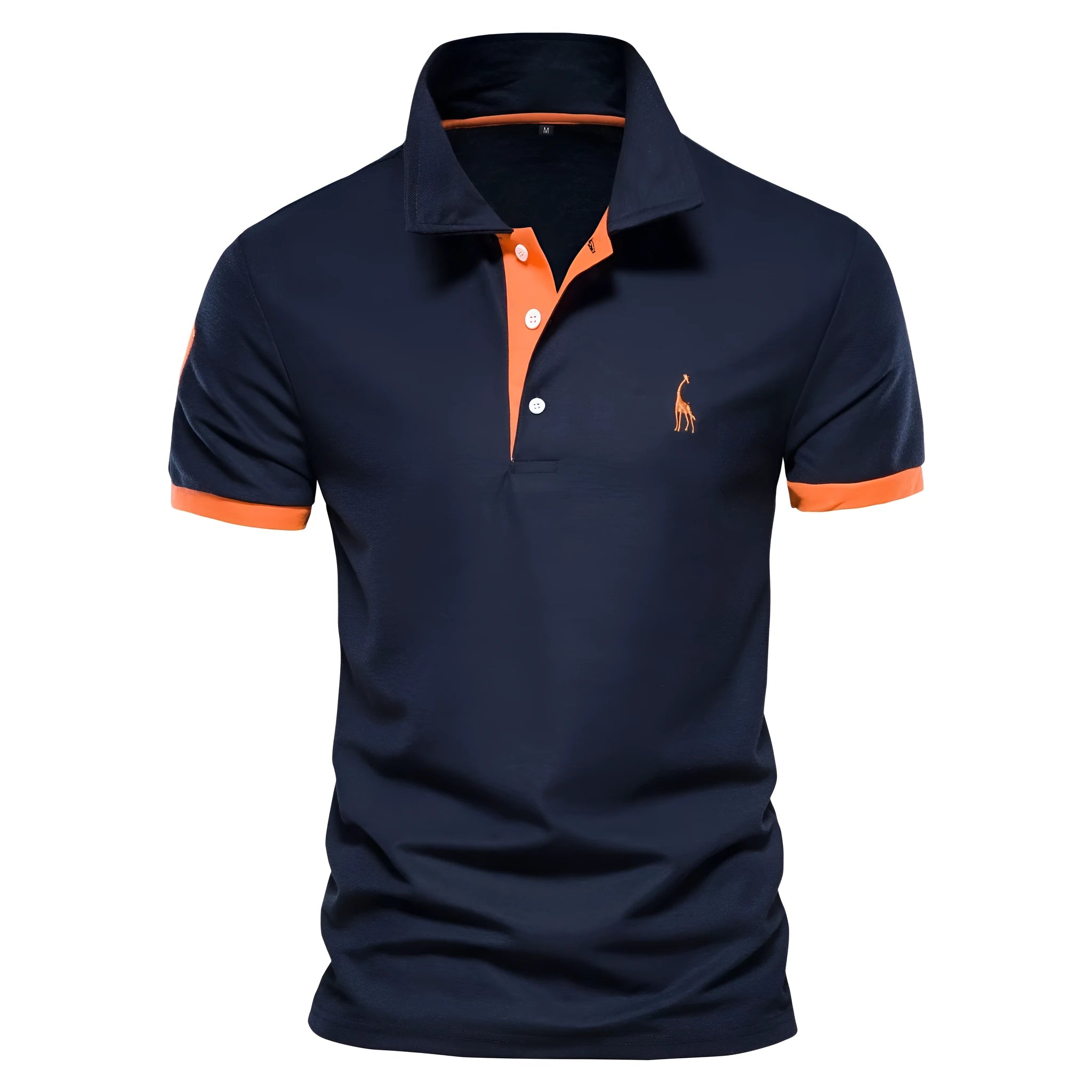 Men's slim fit T-shirt with an embroidered deer design on the chest in a cotton blend fabric.