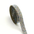 Long strip of self-adhesive electroplated glass water drill stones for clothing decoration.