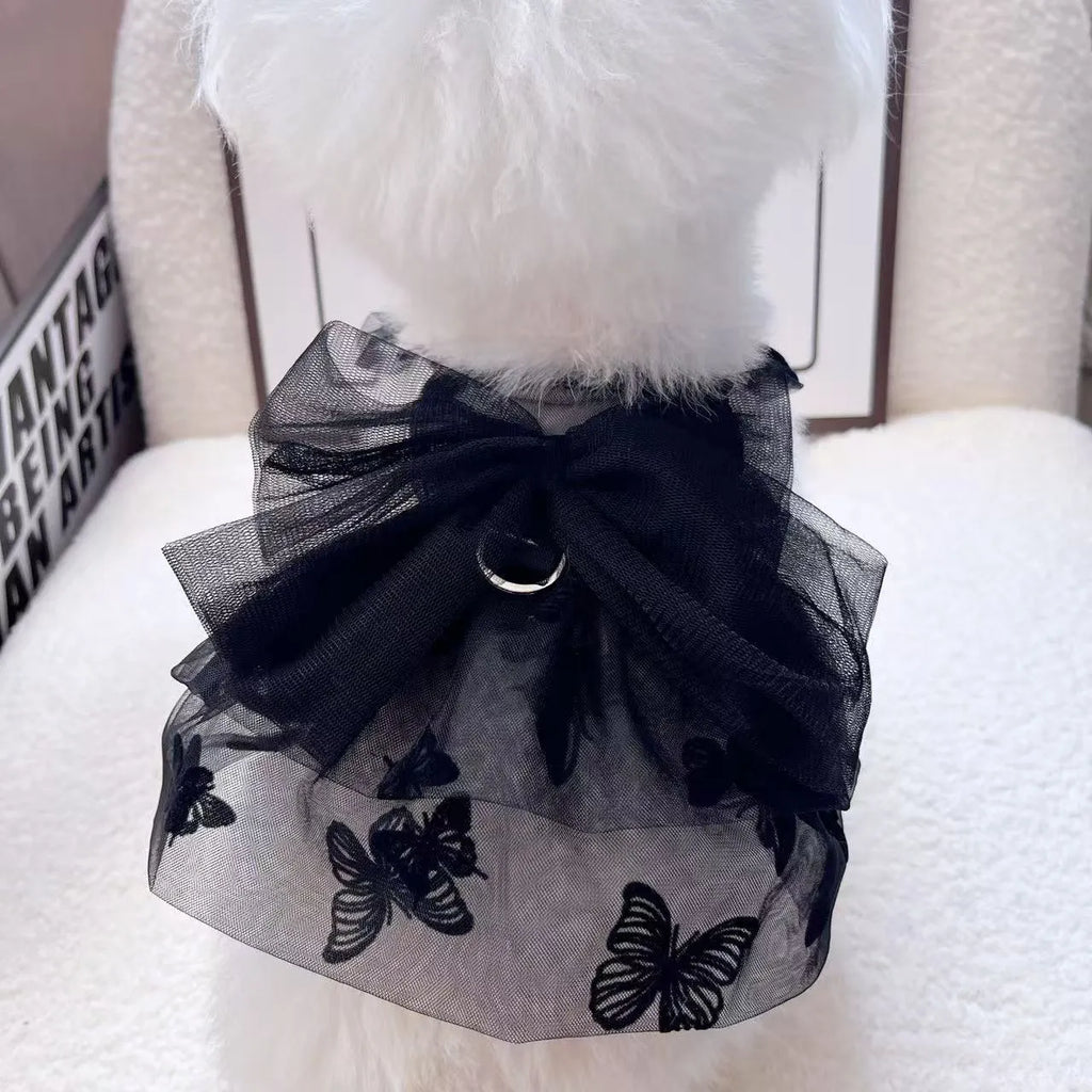 Black polyester princess tulle skirt for small dogs and cats on size chart