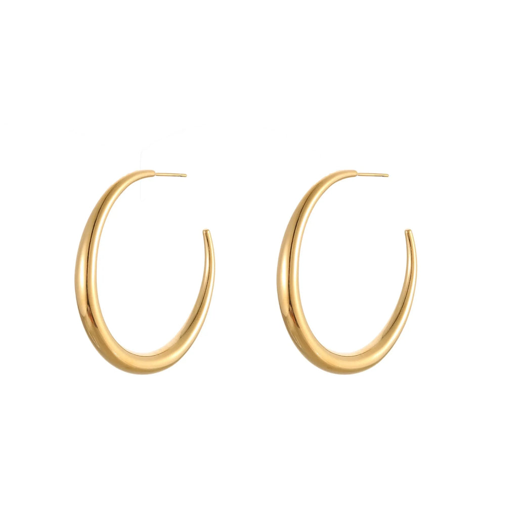 Geometric hoop earrings for women in stainless steel with gold or steel finish options