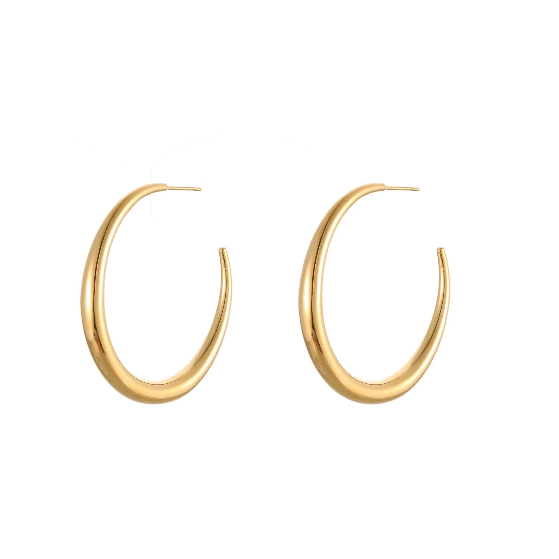 Geometric hoop earrings for women in stainless steel with gold or steel finish options