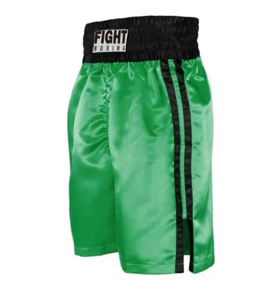 Boxing shorts in various colour combinations with striped or contrasting waistbands, showing athletic fit for training.