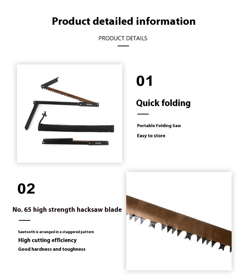 Outdoor foldable saw black aluminium PA66 nylon handle No. 65 Gao Meng hacksaw blade