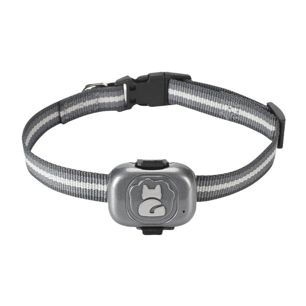 Black pet GPS locator device with hanging rope for attachment to dog or cat collars