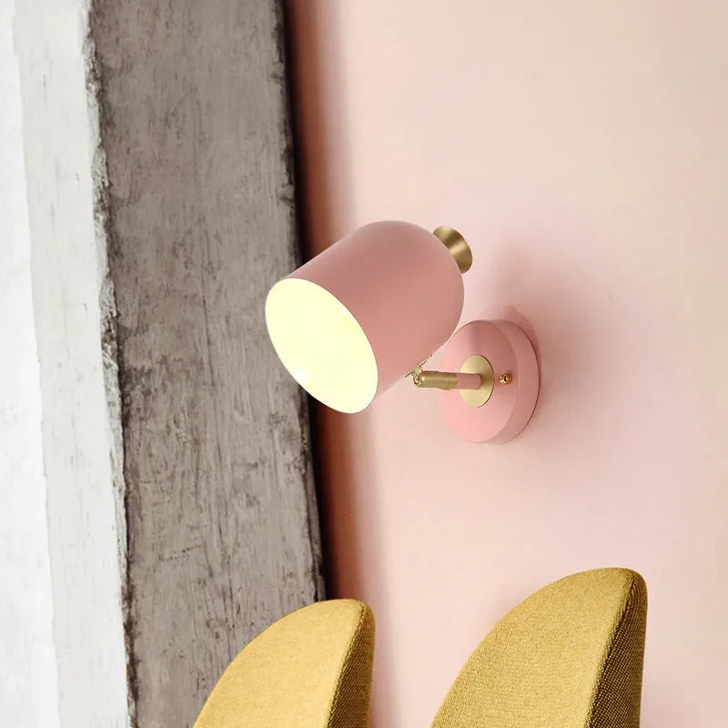 Single-head aluminium bedside wall lamp with mirror front in choice of four light colours