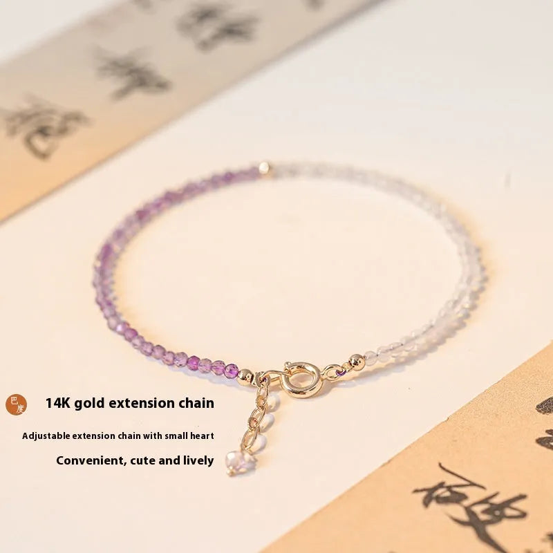 Women's purple rattan crystal bracelet with geometric cut in 2mm thickness