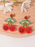 Acrylic dangle earrings for women featuring fruit and cake designs in pastoral style