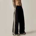 Black men's wide leg climbing trousers with high waistband and straight-leg casual design