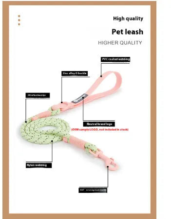Solid colour PVC dog leash hand holding rope in crimson purple yellow or taoyao green for outdoor use