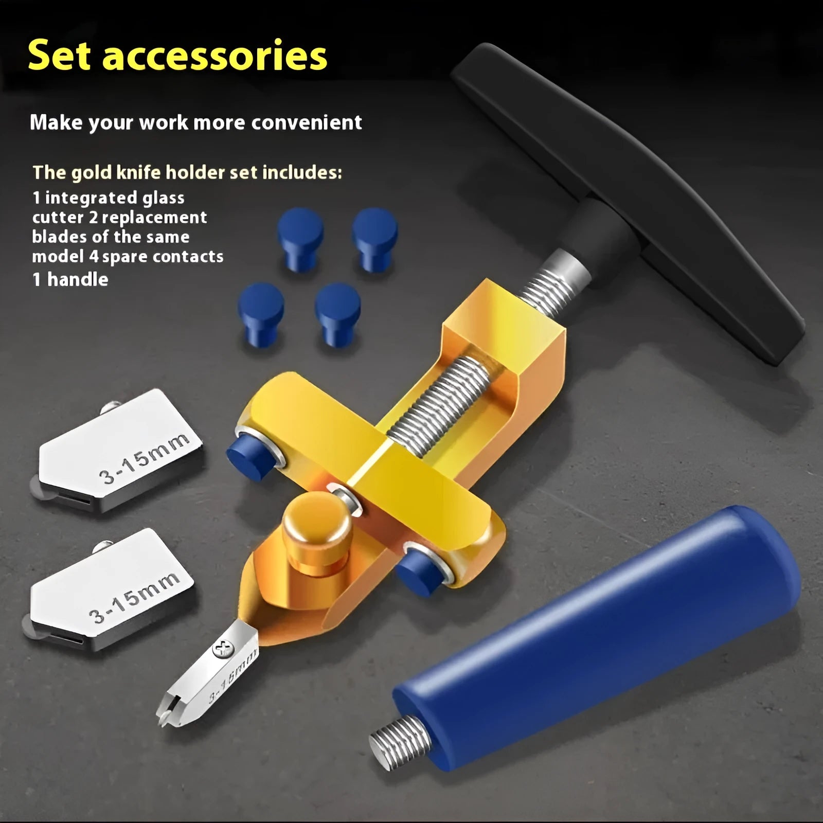 2-in-1 gold knife luxury glass cutter and ceramic tile opener with hard alloy wheel