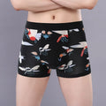 Men's cotton boxer briefs with floral pattern and U-shaped pouch design on a mid-waist.