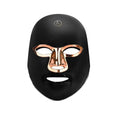 Rechargeable LED beauty mask for facial light therapy with manual touch controls in black gold edge colour