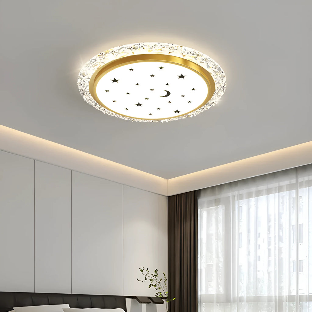 Modern simple iron LED ceiling lamp with warm romantic light, 110CM length, platinum finish, dimmable