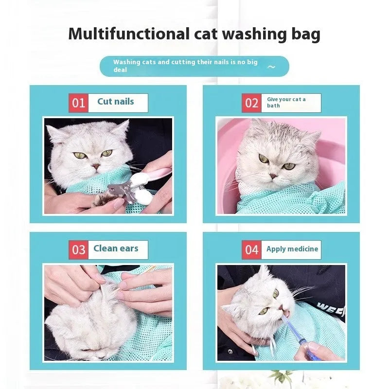 Upgraded cat grooming bag with detachable lifting mechanism in pink white colour