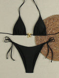Women's lace-up nylon spandex bikini briefs in multiple colours for beach and hot spring
