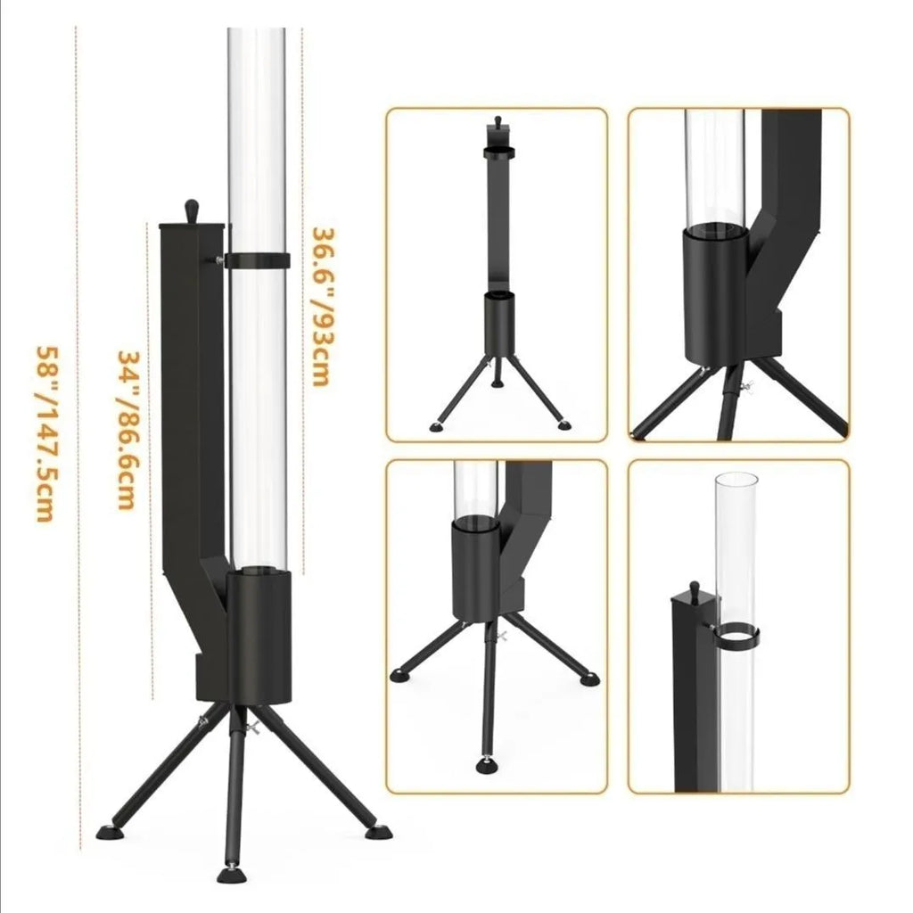 Vertical iron wood burning rocket furnace heating stove for courtyard decoration and warmth