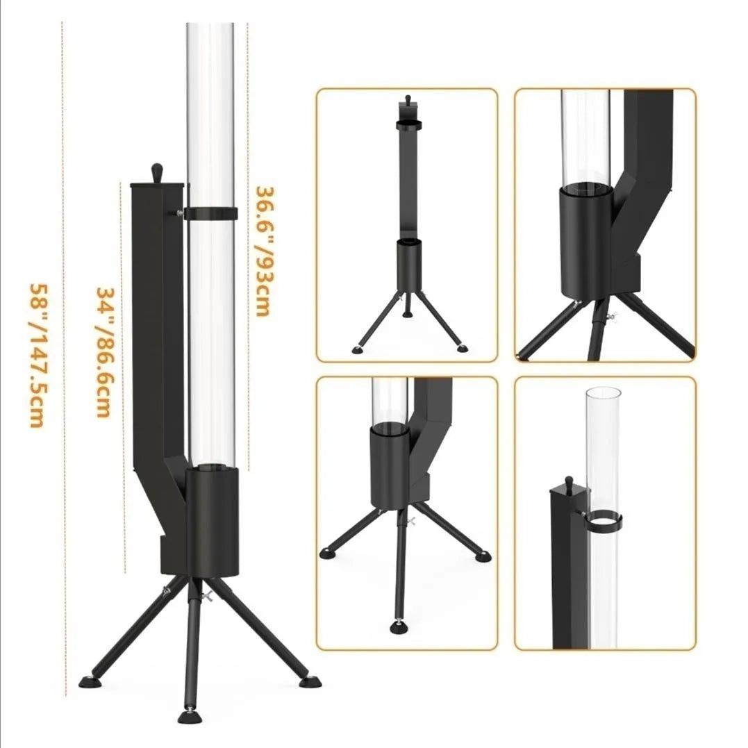 Vertical iron wood burning rocket furnace heating stove for courtyard decoration and warmth