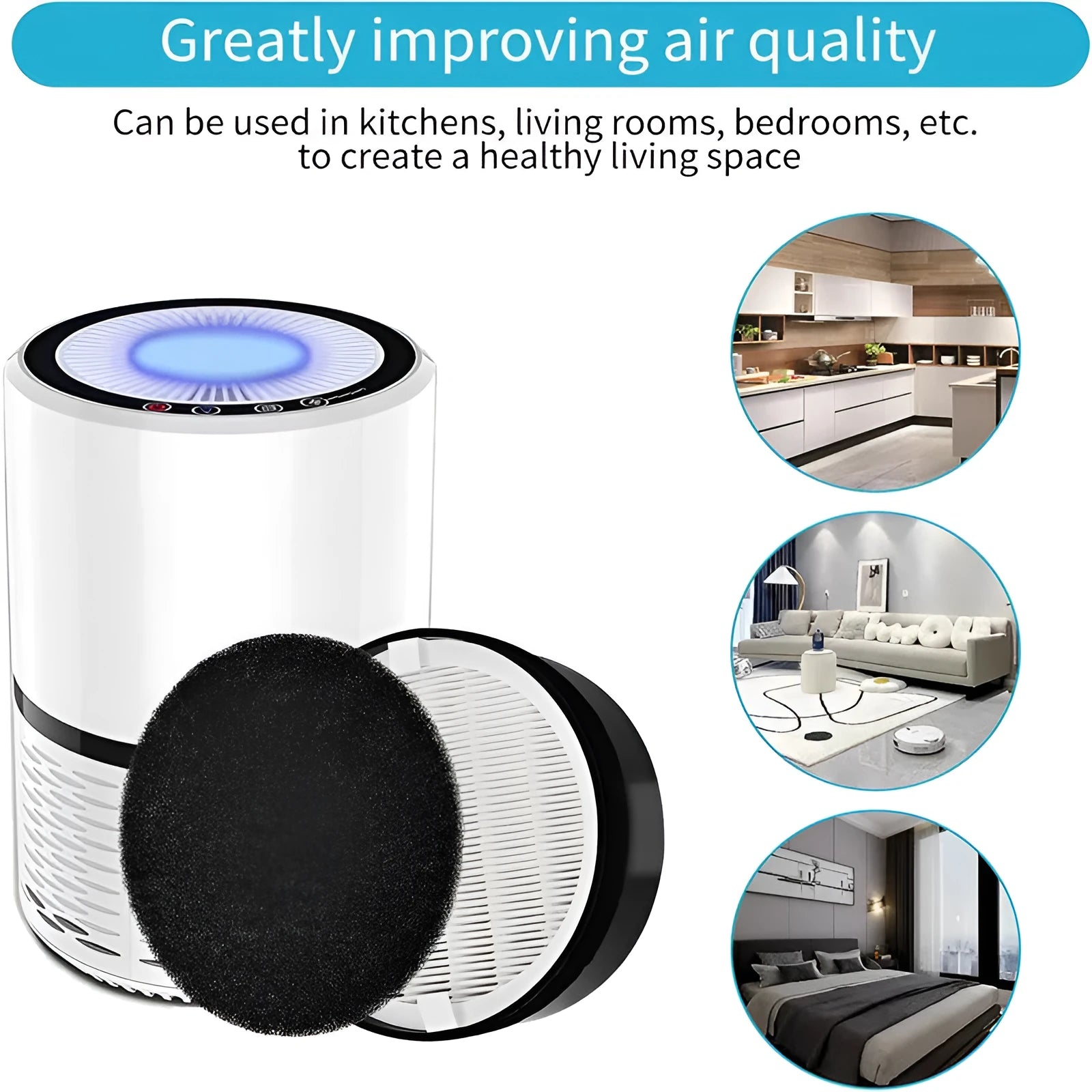 Levoit LV-H132 air purifier replacement filter screen and cotton accessories, 19cm square