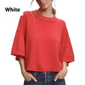 Red women's short t-shirt with exposed navel style and regular sleeves