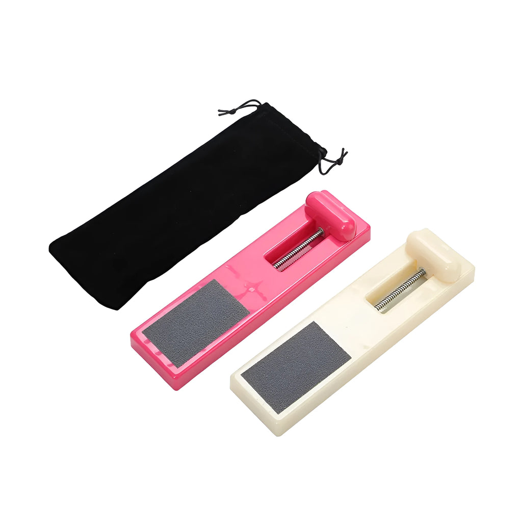 Imported pink and white flexible ballet foot trainer for instep muscle rotation exercises.