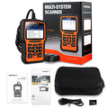Foxwell NT510 orange and black automotive diagnostic tool with OBD2 scanner and TFT colour screen display