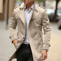 Men's autumn casual cotton jacket with lapel collar in Army Green colour showing side seam pockets
